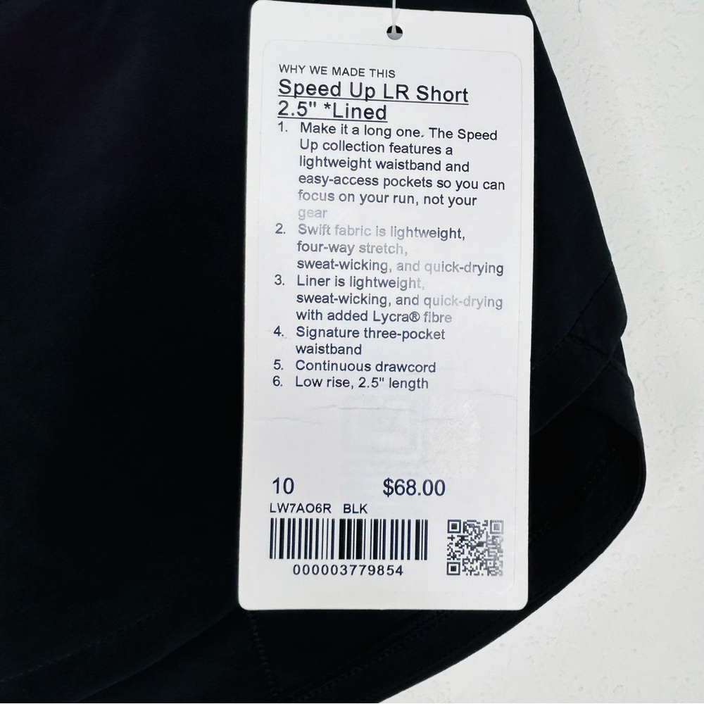 NWT Lululemon Speed Up Black Lined Short 2.5" Various Sizes - Picture 7 of 7